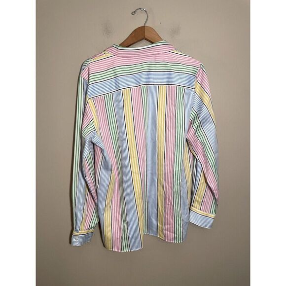 Mark, Fore & Strike Vertical Stripe Top Womens 12 Buttons Long Sleeve Multicolor - Picture 3 of 6